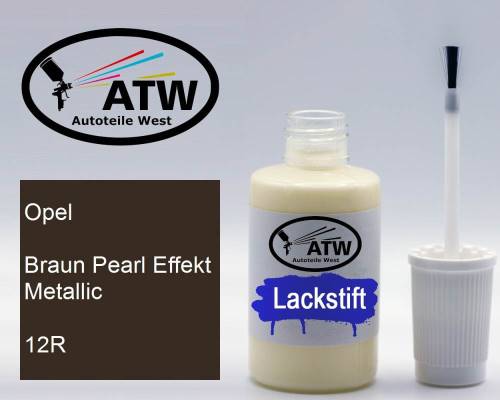 Opel, Braun Pearl Effekt Metallic, 12R: 20ml Lackstift, von ATW Autoteile West.